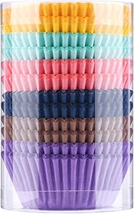 Paper Baking Cups Cupcake Liners 300-Pack, Natural Safe Food Grade Plant Soybean Ink, 2 in Grease-proof Paper Cup for Dinner, Party, Weddings Supplies (6 colours cups for cupcakes)