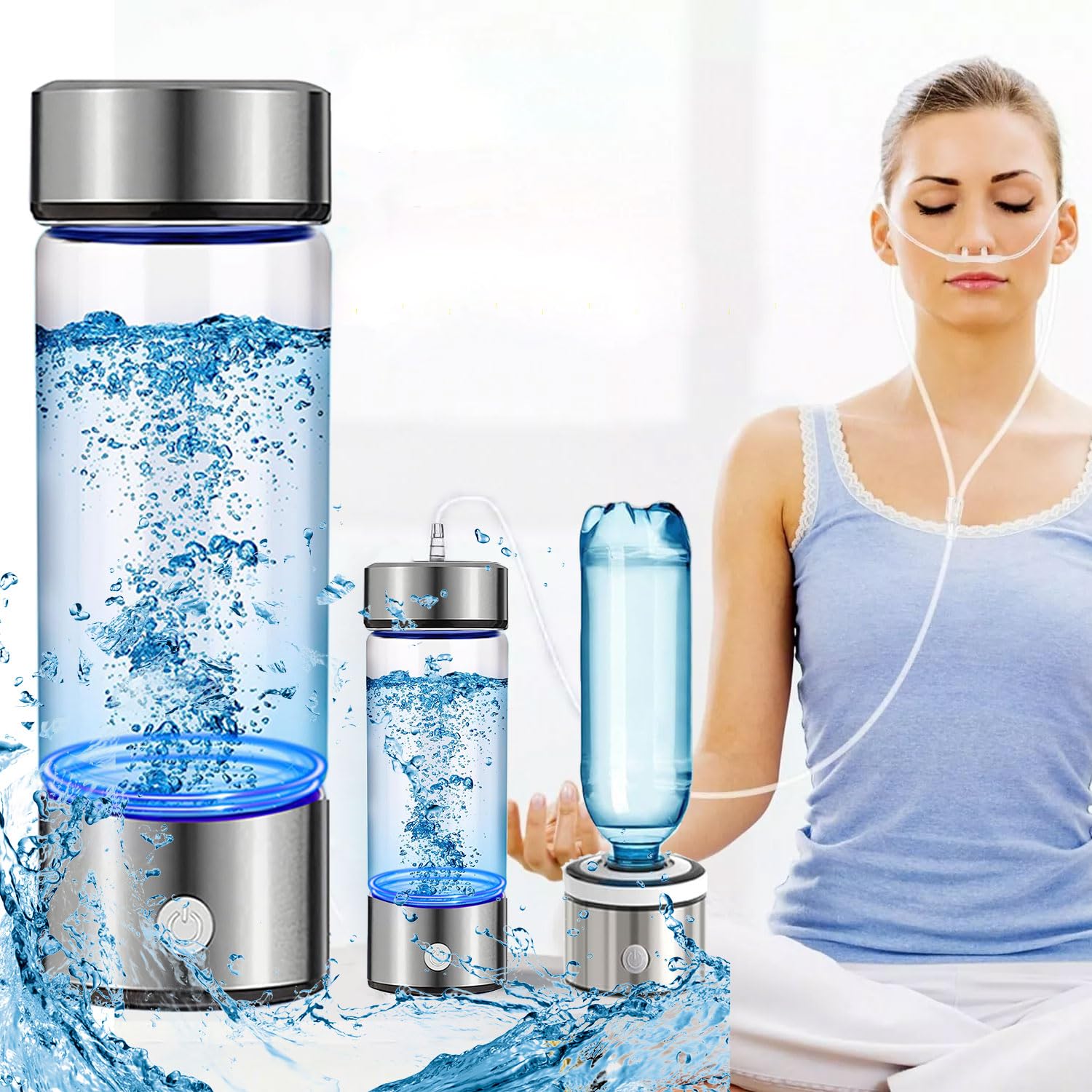 Photo 1 of Hydrogen Water Bottle Generator 3 in 1,Portable Hydrogen Rich Health Water Bottles,Hydrogened Glass Ionizer Cup,Hydrogen Water Machine Travel Gift for Women/Men/Mom/Father/Grandpa/Grandma Office/Home