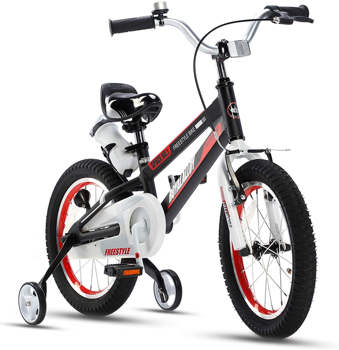RoyalBaby Kids Bike Boys Girls Space No. 1 Aluminum 3-9 Years Old 12 14 16 18 Inch Training Wheels Kickstand Black Red Orange Kids Bicycle
