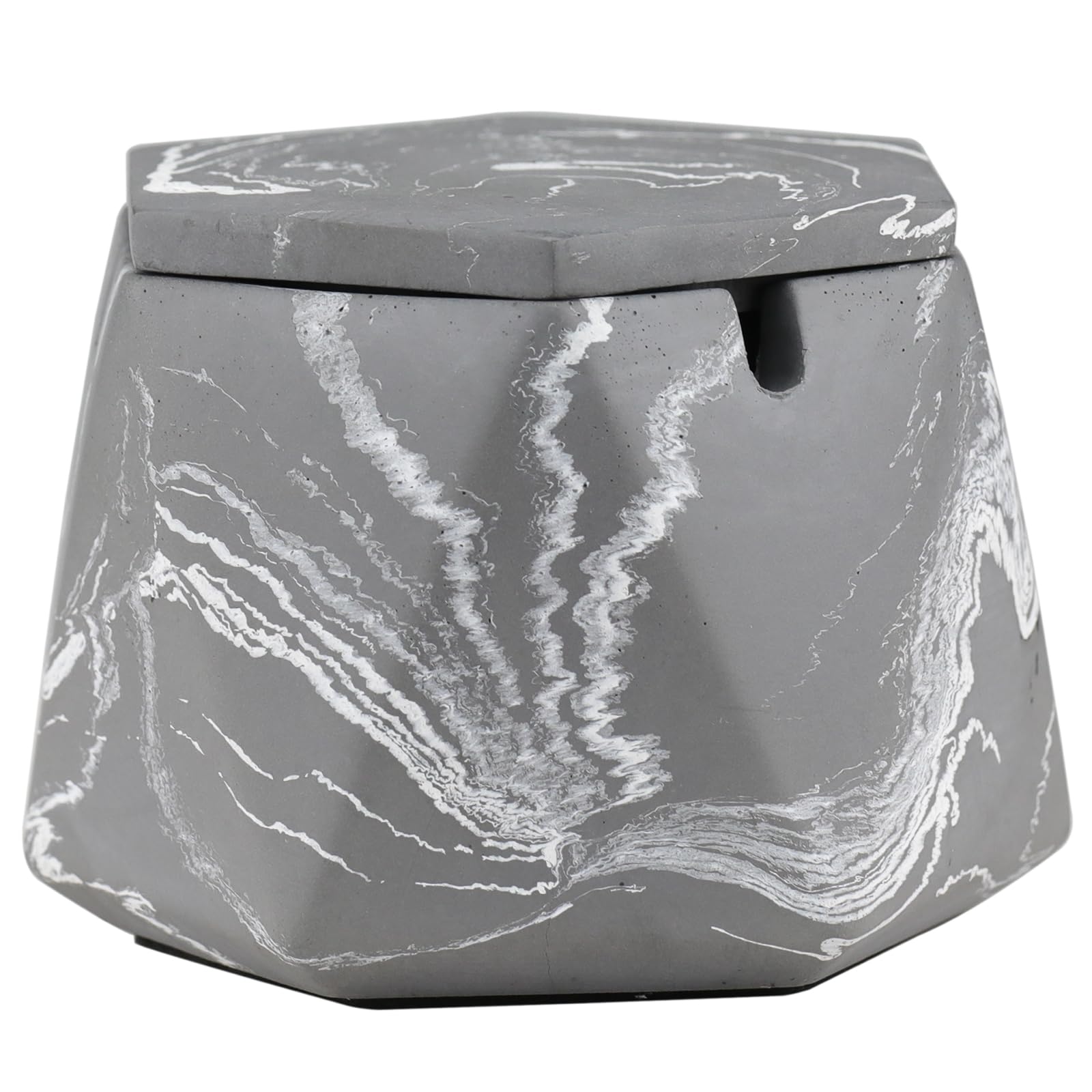 Photo 1 of FREELOVE Concrete Ashtray with Lid & Stainless Steel Ashtrays for Cigarettes, Cement Ash Tray Smoking Holder Indoor Smokeless Outdoor Windproof Patio Home Office Cool Decor(Grey-White, Large)