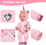 Aolso Baby Doll Clothes 14-18 Inch Unicorn Hooded Jumpsuit with Coat Hanger view 3