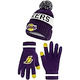 Ultra Game Youth NBA Official Super Soft Winter Beanie Knit Hat with Extra Warm Touch Screen Gloves