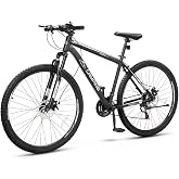 CamPingSurvivals 29 Inch Mountain Bike, 29Inch Bike,Bicycle for Men&amp;Women | 21 Speed Shifting, Dual Disc Brakes, Comfort &amp; Adjustable Saddle, All-Terrain Tires| Includes All Assembly Tools