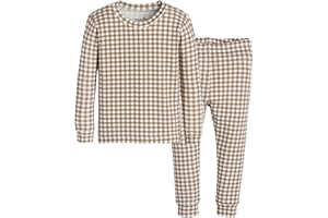 moimoln Plaid Check Soft Cotton Modal 6M-8Y Baby Toddler Long-Sleeve Snug-Fit Pajama Sleepwear Daily