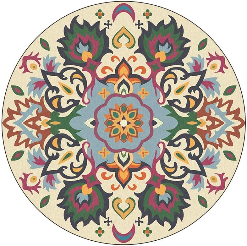 Aiyu Living room carpet flower rug round rugs abstract rug Traditional style Gorgeous pattern Waterproof, non-slip, not easy to fade Durable and easy to clean Diameter: 5.2 feet