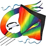 Huge Rainbow Kite For Kids - One Of The Best Selling Toys For Outdoor Games and Activities - Good Plan For Memorable Summer Fun - This Magic Kit Comes w/ 100% Satisfaction