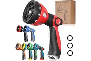 HMIL-U Garden Hose Nozzle - 10 Adjustable Patterns Metal High Pressure Hose Nozzle, Garden Hose Spray Nozzle with Thumb Control Design, Hose Sprayer for Garden & Lawns Watering, Cleaning, Pets & Car Washing