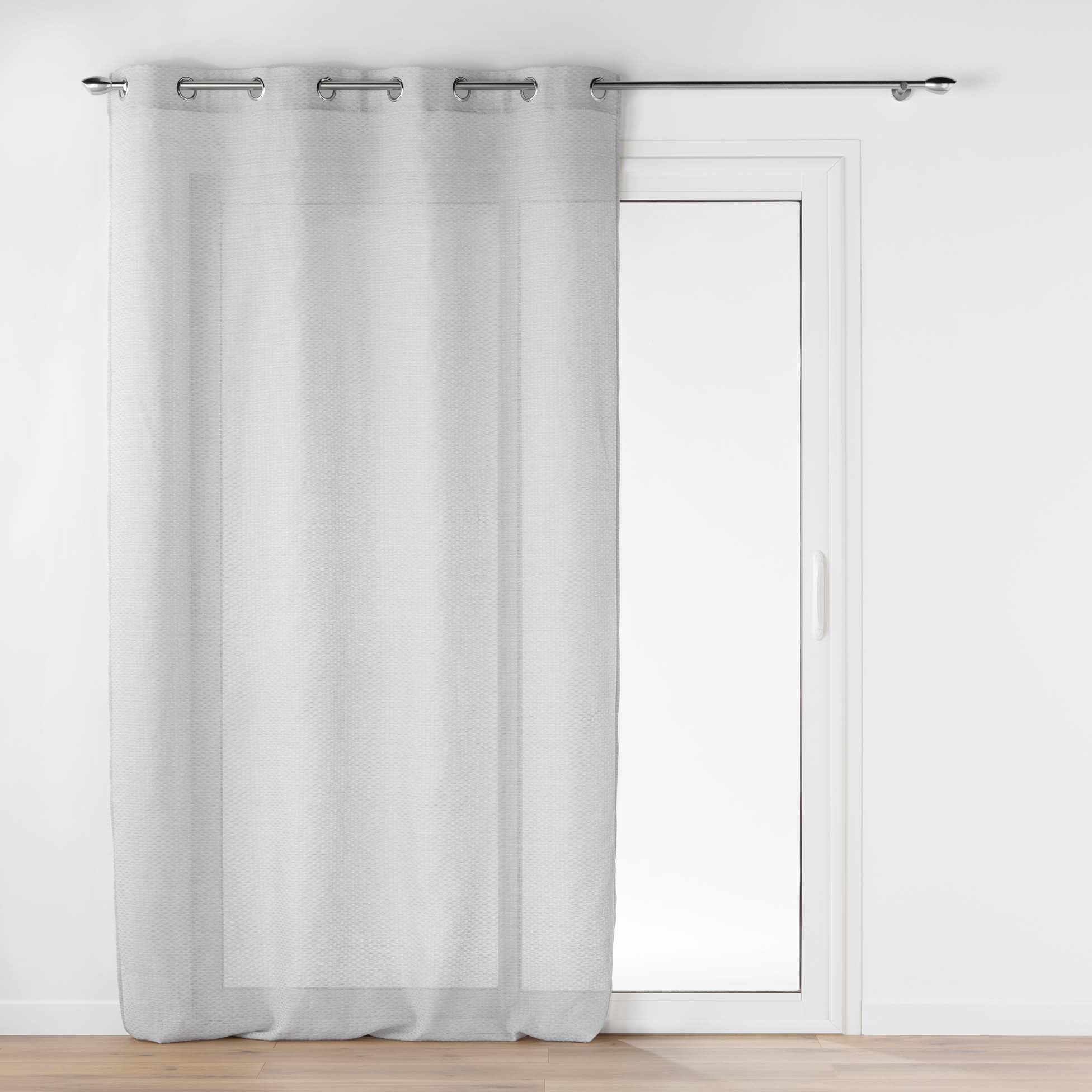 Douceur d'Intérieur Ophelia Grey Jacquard Sheer Eyelet Curtains (140 x 240 cm)