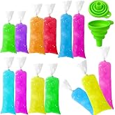 Patelai 300 Pcs Ice Bolis Bags Disposable Pop bags with Funnel 3 Sizes | 2x12'', 3x12'', 3x10'', Bolsitas Para Bolis De Hielo Mexicanos, Plastic Ice Cream Lolly Bags for Yogurt Candy Juice DIY
