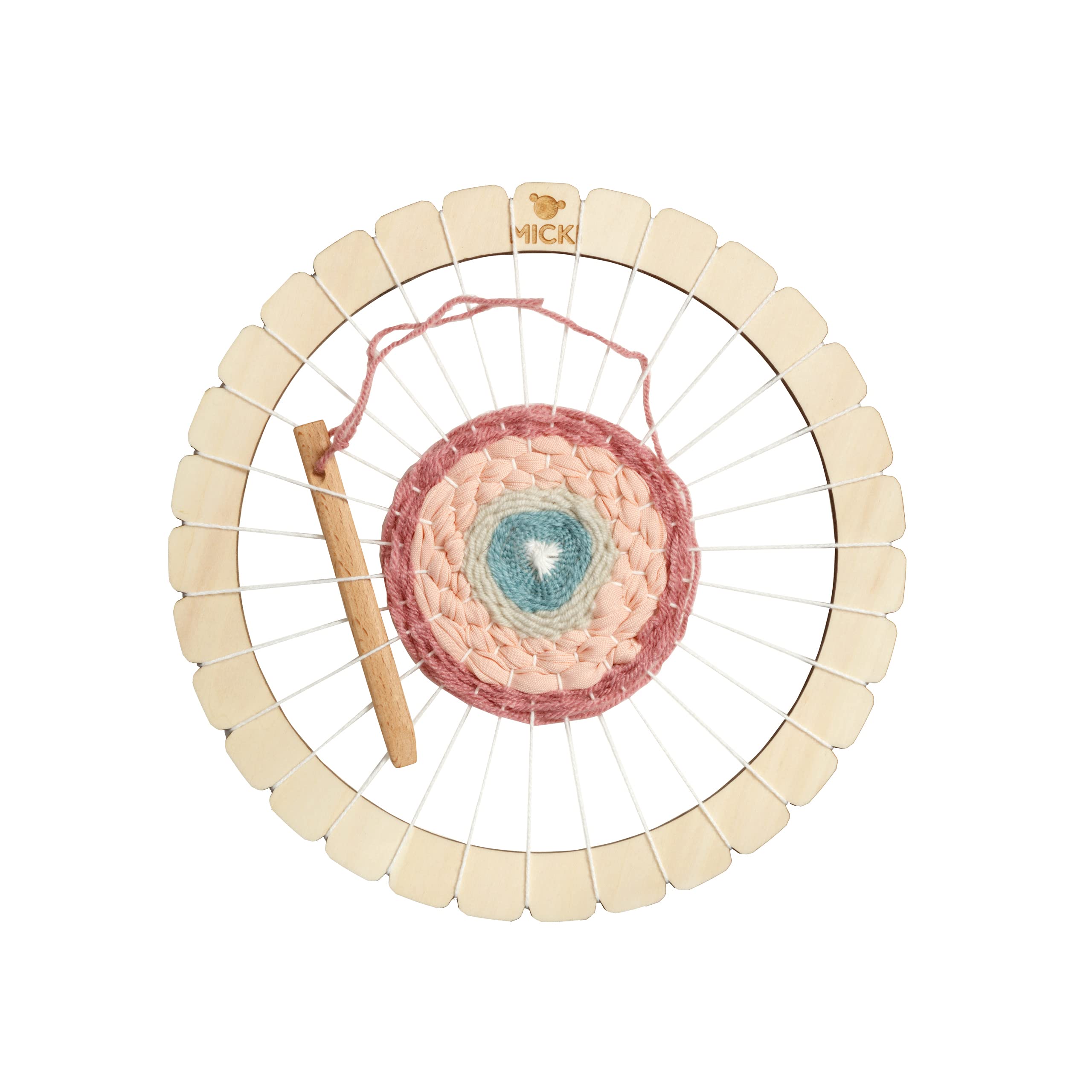 Micki Round Weaving Loom for Kids Wooden Toys Weaving Kit + Weaving Yarn Arts and Crafts for Kids - Art Supplies - Age 3+