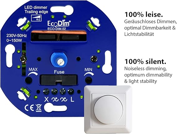 Led Dimmer 230v Einbau Drehdimmer Universal Fur Alle Abdeckrahmen Phasenanschnitt Phasenabschnitt Ecodim Phasenabschnitt 0 150w Amazon De Baumarkt