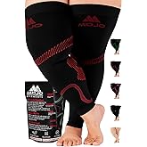 Mojo Compression Socks - 20-30mmHg Graduated Support Thigh-Hi Leg Sleeves with Grip Top - 10 Sizes, 5 Colors - Reduces Swelling, Ideal for Varicose Veins, Lymphedema, DVT Treatment - 1 Pair