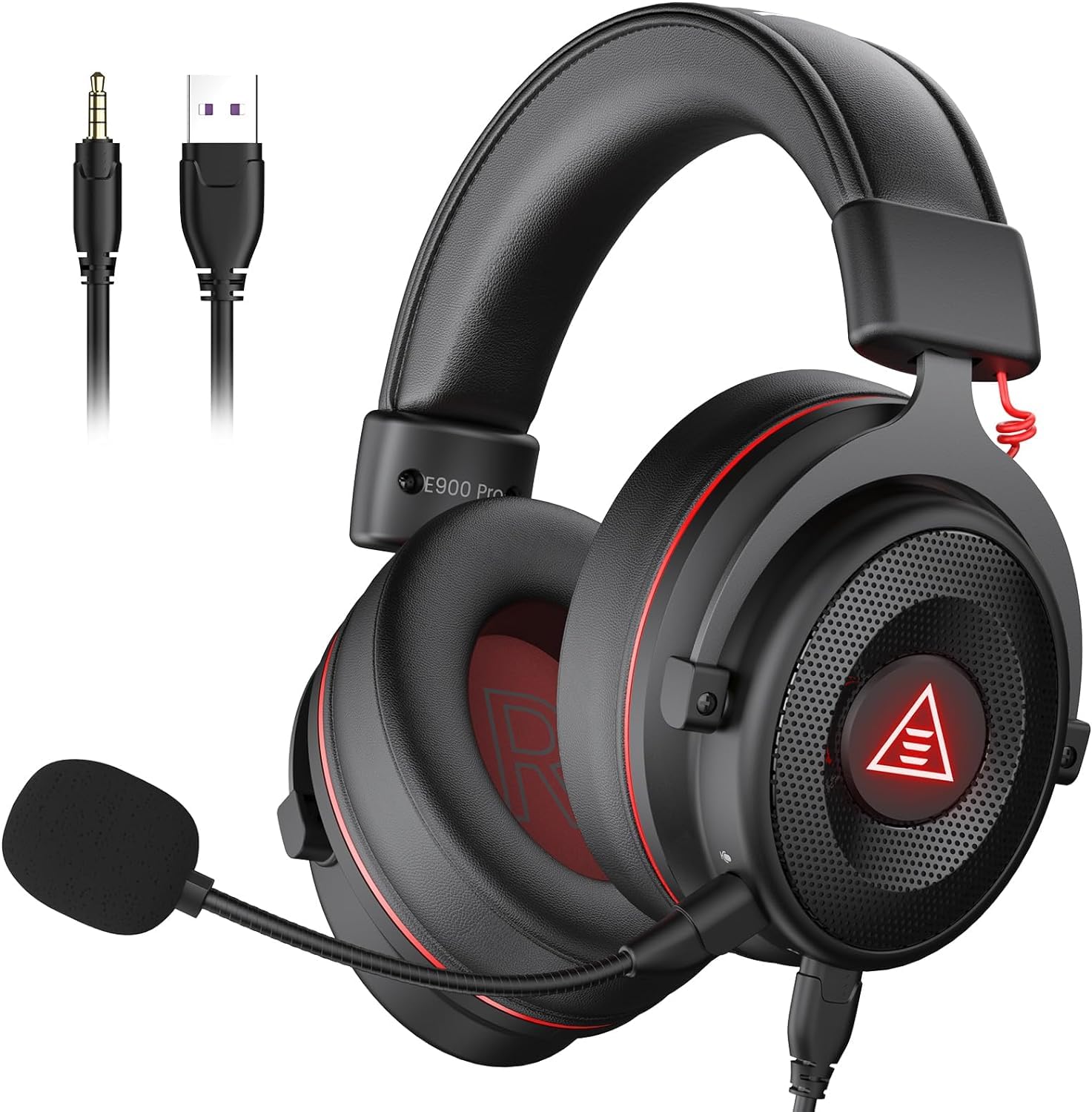 EKSA USB Gaming Headset for PC, Wired Computer Headphones with Microphone for PS4, PS5, Laptop (Black)