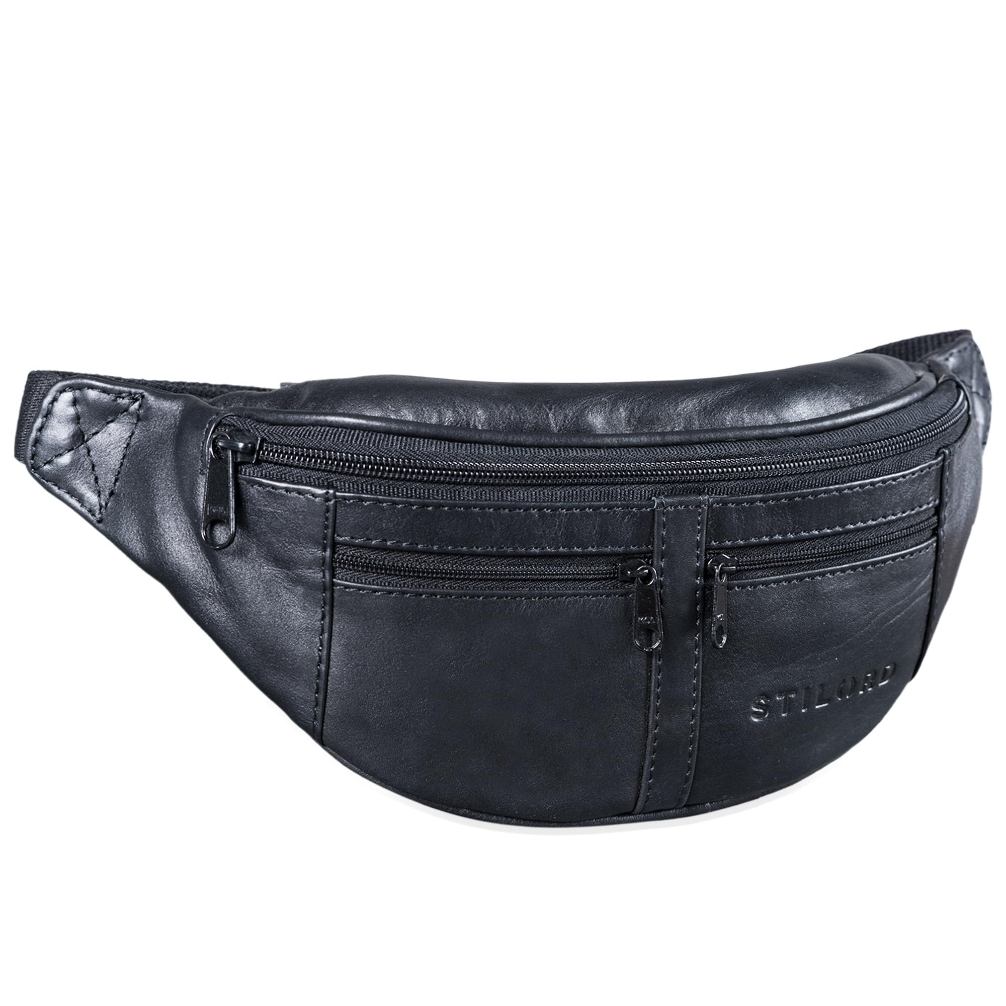 STILORD "Echo" Vintage Bum Bag Leather Pouch Fanny Pack for Men and Women, 7 Inch, Genuine Leather, Vintage Design, Adjustable Strap, Multiple Compartments Colour:Black