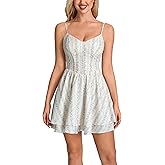 Parthea Women’s Floral Ruched Ruffle Mini Dress V-Neck Tie-Back A Line Flowy Short Dresses