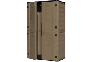 ZZM Large 67 Cu.ft Waterproof Storage Shed, Outdoor Storage Cabinet，Durable Resin Storage for Patio Furniture, Garden Tools, Pool Accessories, Mower Storage (Coffee)