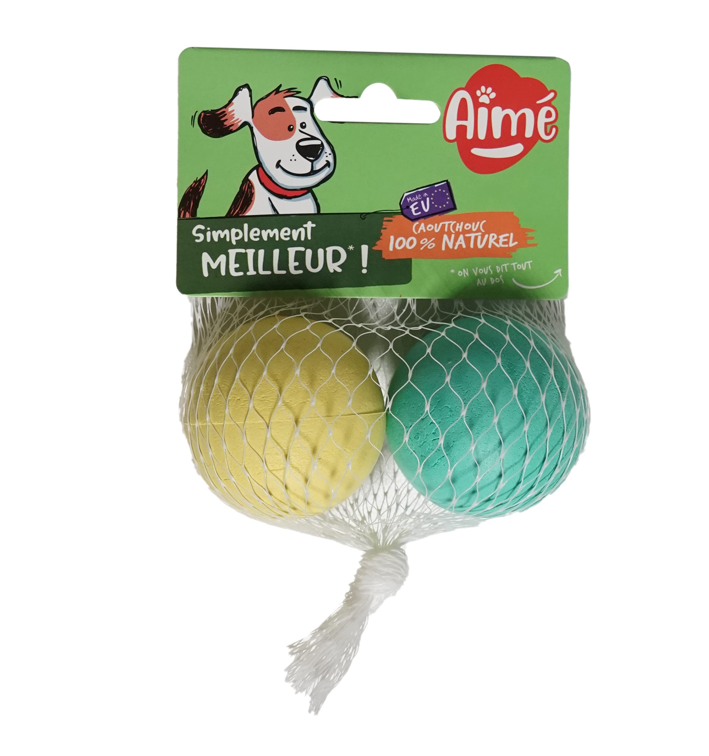 Aime Set of 2 Balls for Dogs 100% Natural Rubber, Durable, Resistant 5 cm