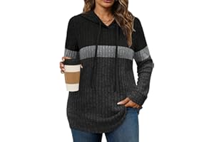 GLORIA&SARAH Womens Plus Size Lightweight Ribbed Knit Hoodie Sweaters Casual Long Sleeve Pullover Tops for Fall Winter L-4XL