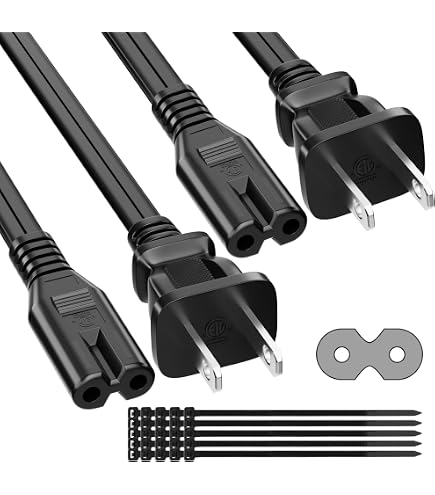 Amazon.com: 2 Prong Polarized Power Cord (2 Pack, Each 2 FT), NEMA