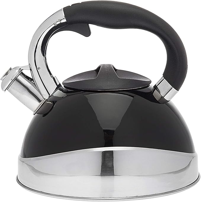 Shiny Black Tea Kettle Stainless Steel Whistling Teapot 3