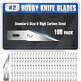 DIYSELF 100 Pack Exacto Knife Blades #2 | Hobby Knife Replacement Blades | Hobby Knife Blade Refills | Exacto Blades | Carbon