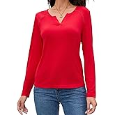 Womens Long Sleeve V Neck Shirts Womens Tops Dressy Casual Blouses Fit Pullover