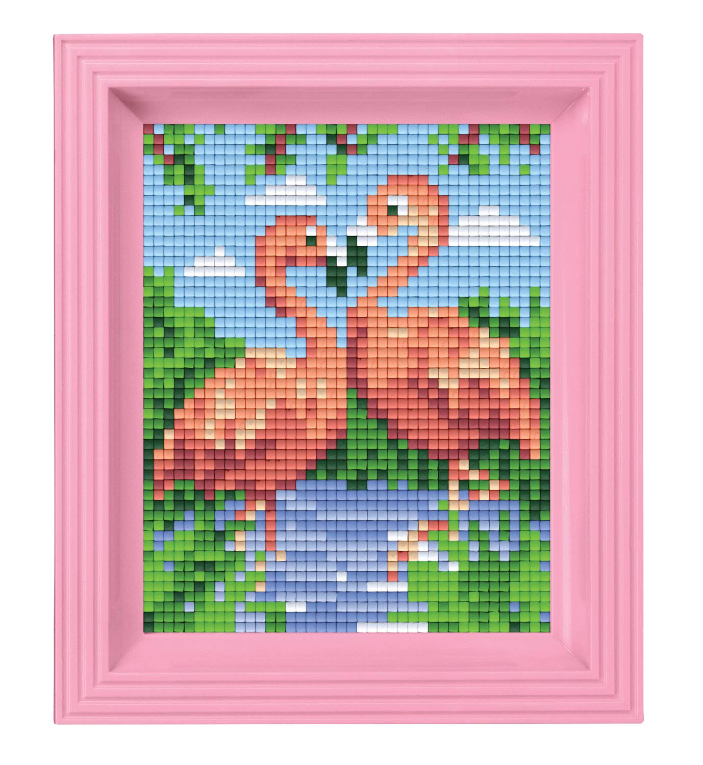 Pracht Creatives Hobby Pixel P31442 Mosaic Gift Box Flamingos, Pixel Image with Frame, Easy Plug-In System, No Ironing or Gluing, Organic Plastic Stones