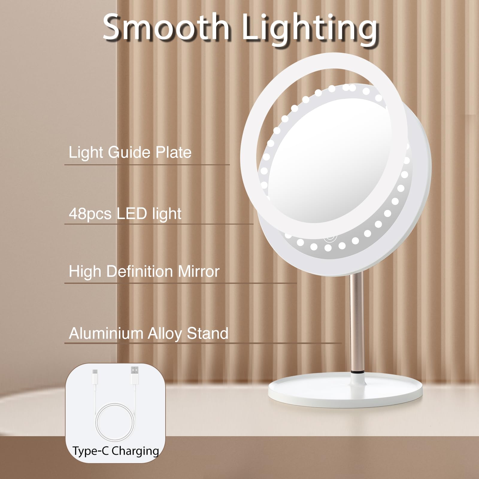 YEAKE Lighted Makeup Mirror,8.5