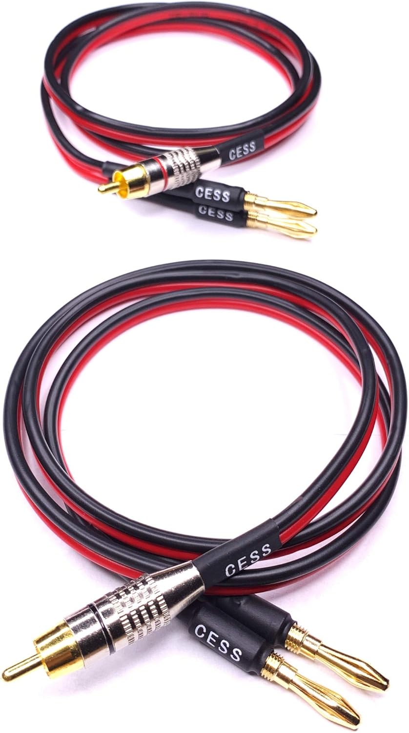 CESS0243f Banana Plugs to RCA Cable 3 FT, Phono Banana