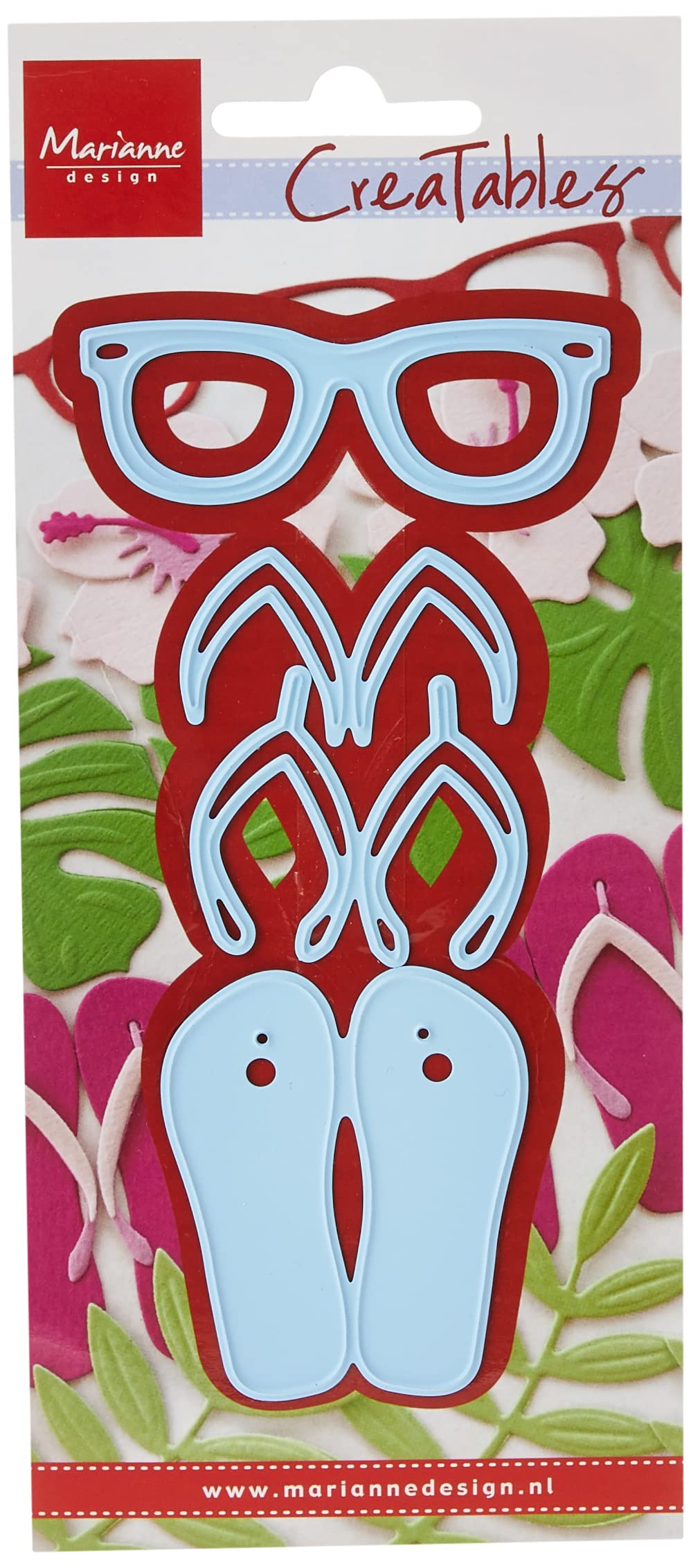 Marianne Design Creatables Flip Flops & Sun Glasses Die, Metal, Blue, 18.6 x 8.4 x 0.2 cm