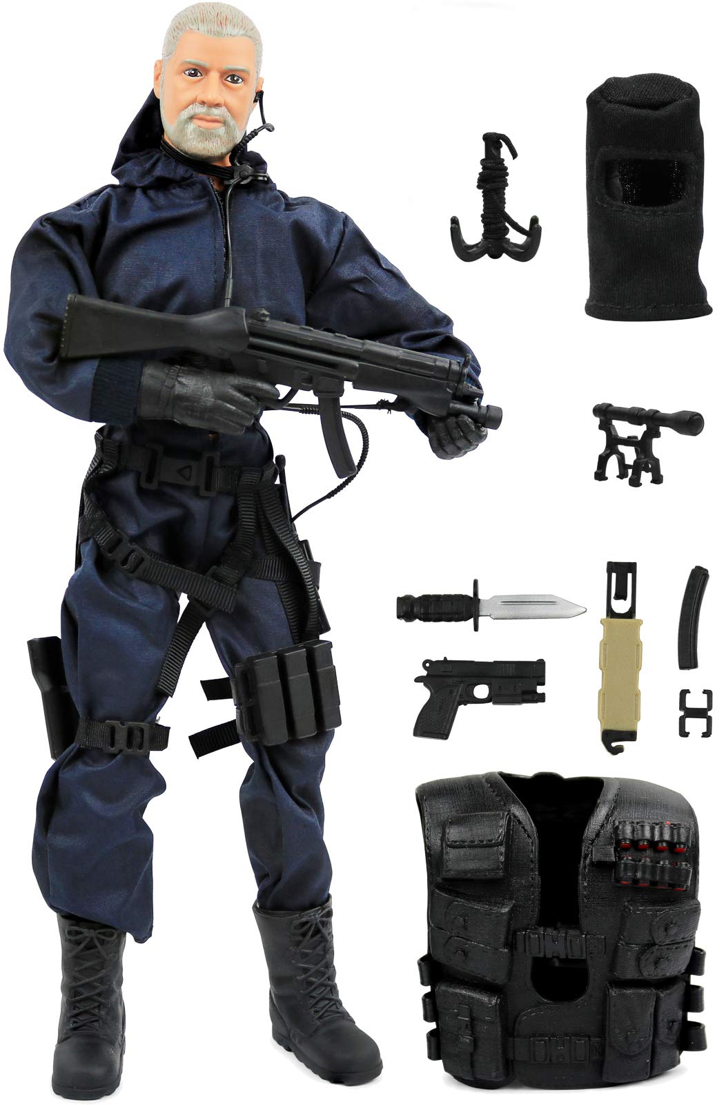 Kids Police Unit Swat Assaulter 12" Action Figure Play Toy Set with