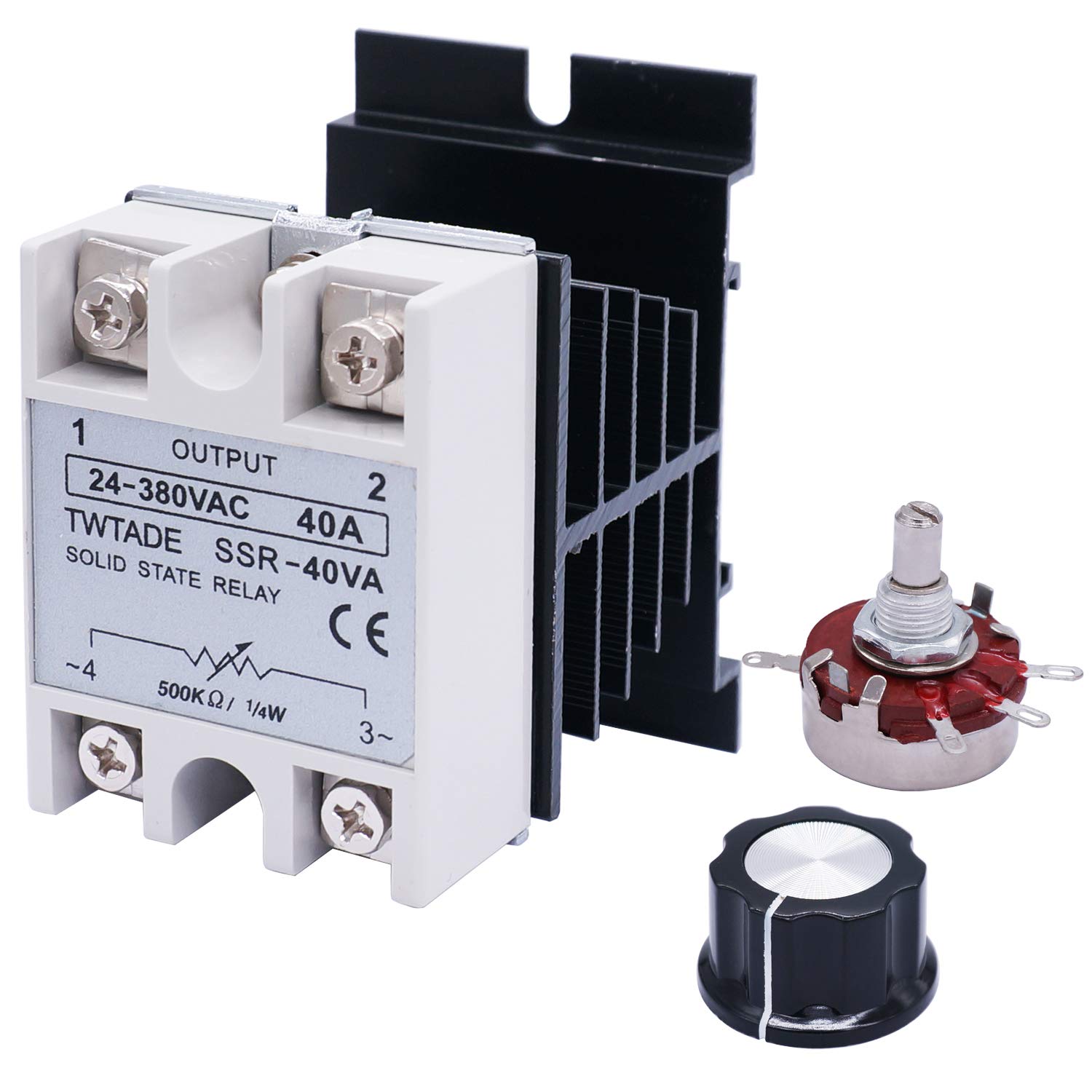 Relays TWTADE SSR40VA 500K ohm 1/4W to 24380VAC 40A Single Phase