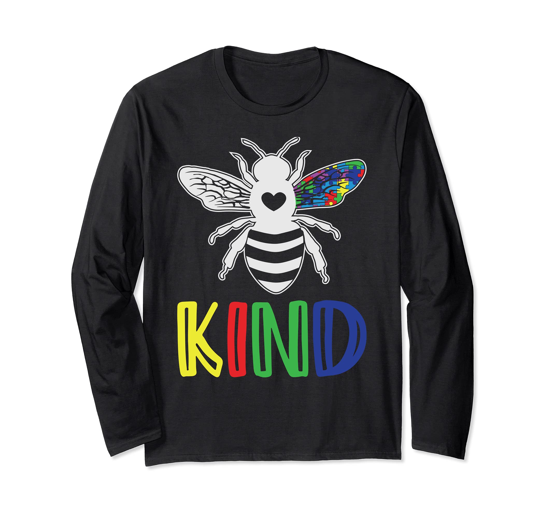 Autism Awareness Support Puzzle Autistic Love Bee Kind Long Sleeve T-Shirt