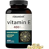 NatureBell Vitamin E Oil Softgels, 400iu Per Serving, 400 Pills | Essential Antioxidant Supplements, Easily Absorbed Form – Supports Skin, Heart, & Immune Health – Non-GMO