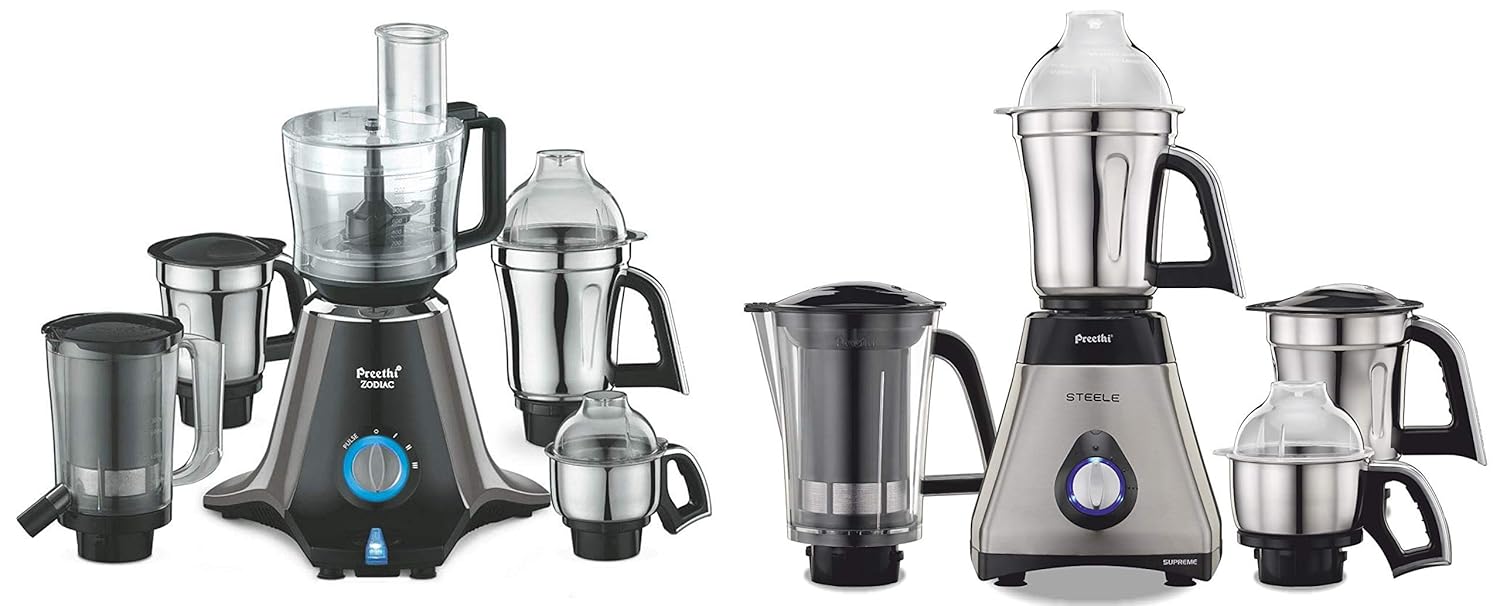 Buy Preethi Zodiac MG 218 Mixer Grinder, 750W, 5 Jars (Black/ Light