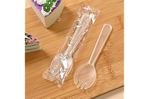 100PCS Disposable Sporks, Individually Wrappe Eco-Friendly Durable Plastic Spork, 2 in 1 Forks and Spoons Great for School Lu