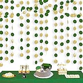 Graduation Party Decorations Green Gold 2026/Green Gold Graduation Decorations/Glitter Gold Green Birthday Party Decorations/St. Patrick’s Day Decorations/2pcs Paper Circle Garlands