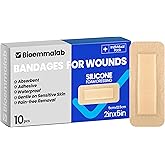 Large Waterproof Bandages 2"X5" Silicone Foam Dressing for Sensitive Skin Wound Care, 10 PCS, Adhesive Cohesive Pad with Border for First Aid, Post Surgical and Trauma Care, Sore, Burn, Pressure