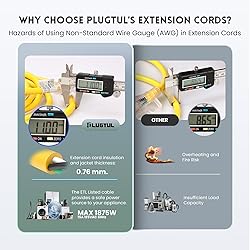 PLUGTUL 12 Gauge Extension Cord 25 Ft, Heavy Duty
