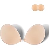 Niidor Sticky Bra Strapless Bra Push up Invisible Breathable Self Adhesive Bra for Backless Dress with Nipple Covers