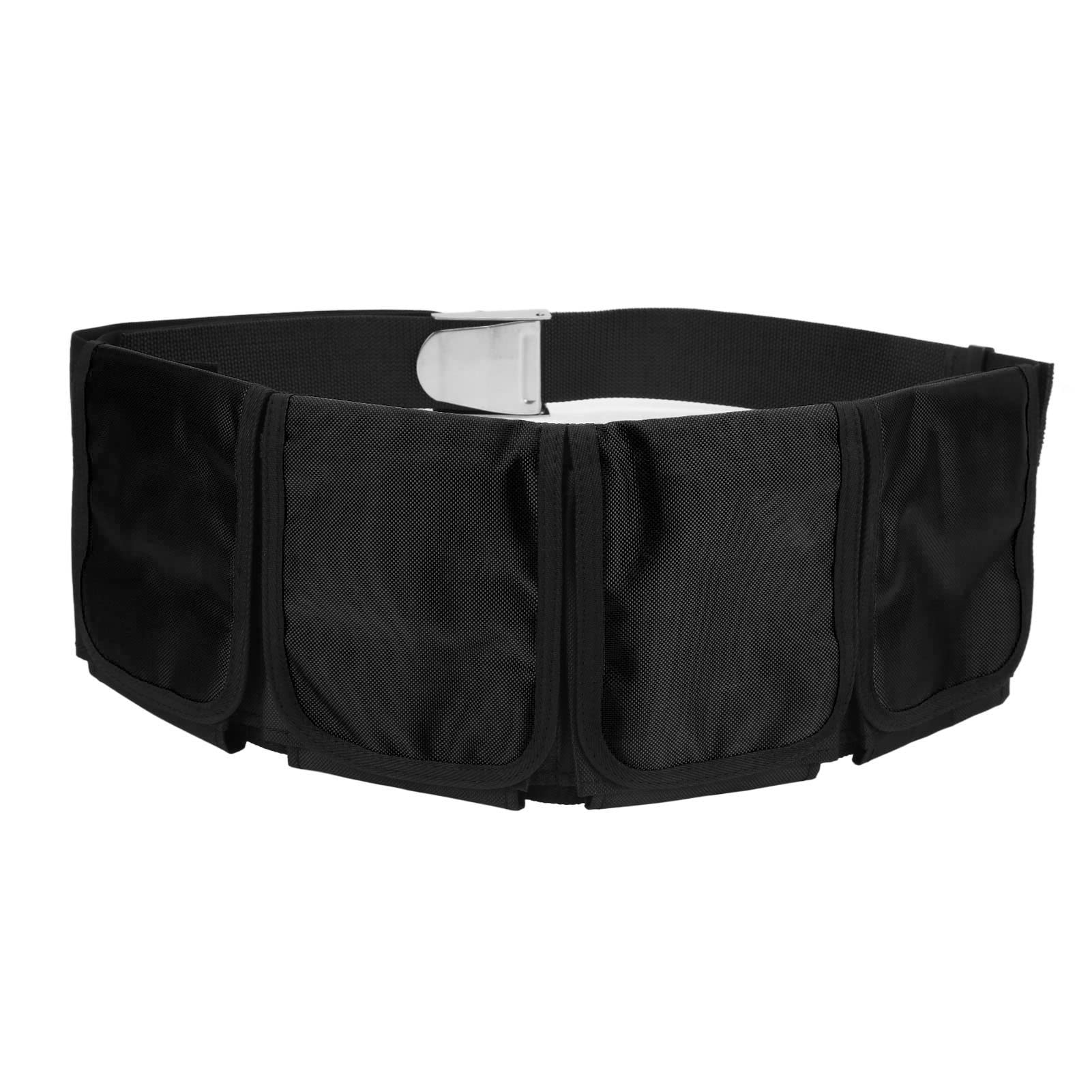 Diving Weight Belt, 4 Pocket Oxford Cloth Scuba Weight Belt Adjustable Heavy Duty Counterweight Waist Belt, Weight Belt with Buckle for Diving, Snorkeling, and Freediving(Black)