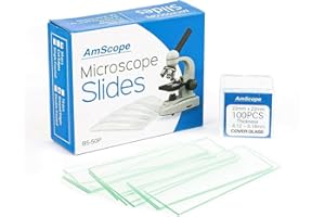 AmScope BS-50P-100S-22 Pre-Cleaned Blank Ground Edge Glass Microscope Slides and 100pc Pre-Cleaned Square Glass Cover Slips C
