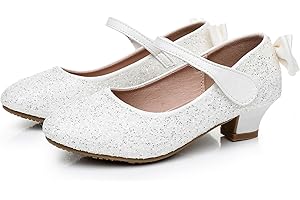 Mowoii Girls Glitter High Heels Dress Shoes Sparkle Mary Jane Pumps Wedding Party Princess Shoes for Toddler Kids