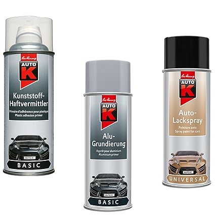 KWASNY_bundle LACKIERSET ALU-GRUNDIERUNG + LACKSPRAY Schwarz Matt 500 ML + HAFTVERMITTLER Set
