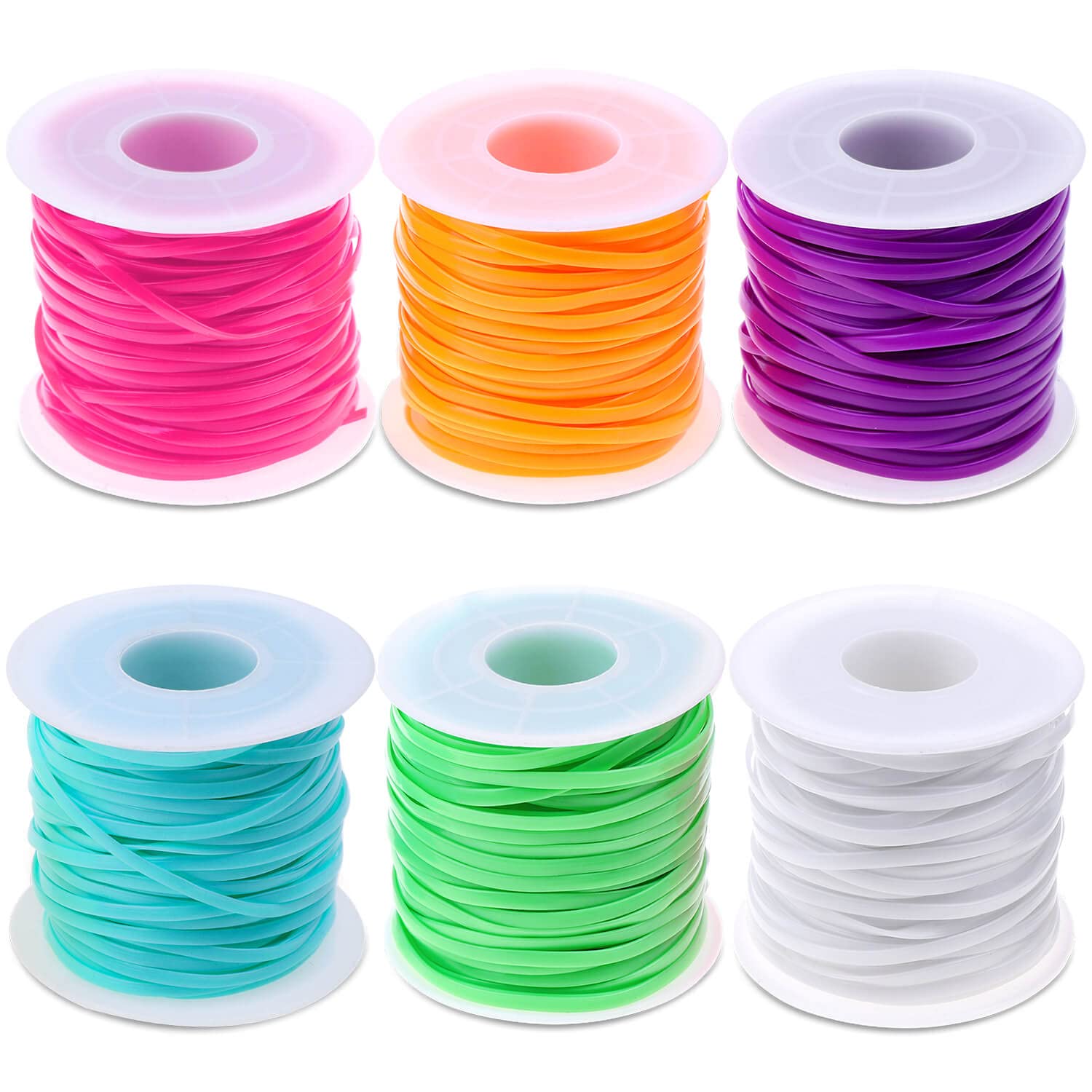 Lanyard String Kit, Cridoz 6Pack Plastic Lacing Cord Gimp String Lanyard Weaving Kit for Bracelets, Keychains, Crafts