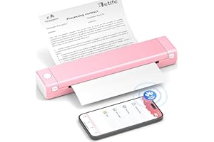 Betife Portable Printers Wireless for Travel M08F Wireless Bluetooth Printer Support 8.5" X 11" US Letter, Inkless Thermal Compact Printer Compatible with Android and iOS Phone & Laptop (Pink)