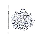 Allwon 56Pcs Metal Stickers for Magnetic Palette Empty Eyeshadow Makeup Palette + Depotting Spatula (28Pcs Round + 28Pcs Square)