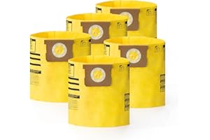 Shop-Vac 9067266, Disposable Collection Vacuum Filter Bags, Fits 10-14 Gallon Tanks, Yellow, 5 Pack