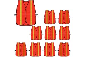 Zojo High Visibility Safety Vests,10 Packs bulk,Adjustable Size,Lightweight Mesh Fabric, Reflective Vest for Cycling,Runner,V