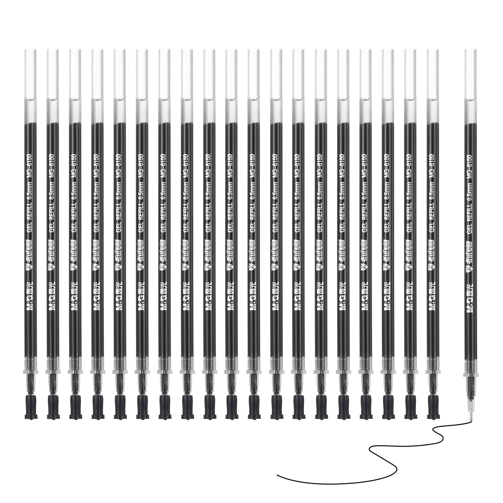 PATIKIL Gel Pen Refills 0.5mm Needle Fine Point, 20 Pack Smooth Black Gel Ink Pen Replace Refills for Retractable Click Pen, Office Study Classroom Supplies, 5.1"